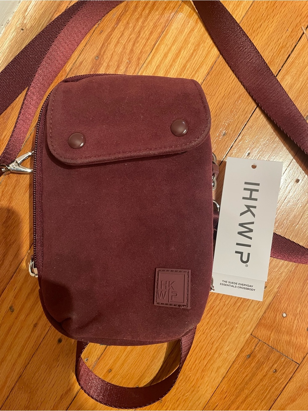IHKWIP Suede Everyday Essentials Crossbody; Merlot